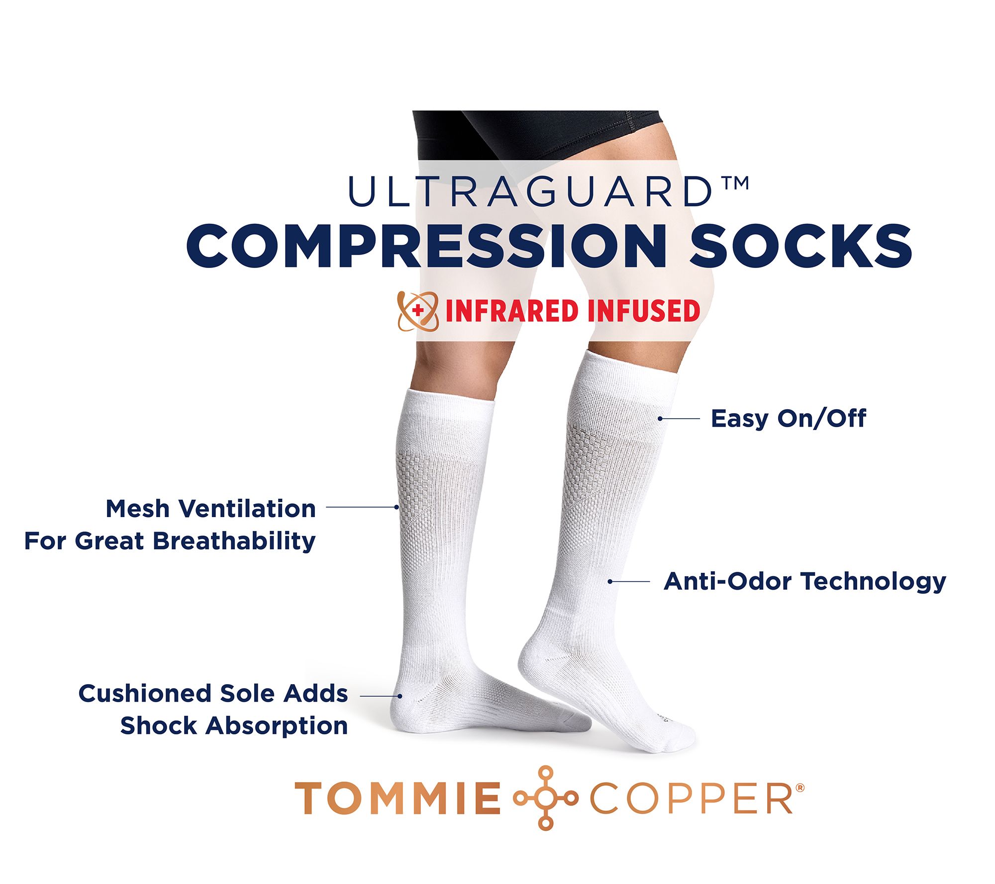 Tommie Copper S/4 Ultraguard Compression Socks with Infrared Tech - QVC.com