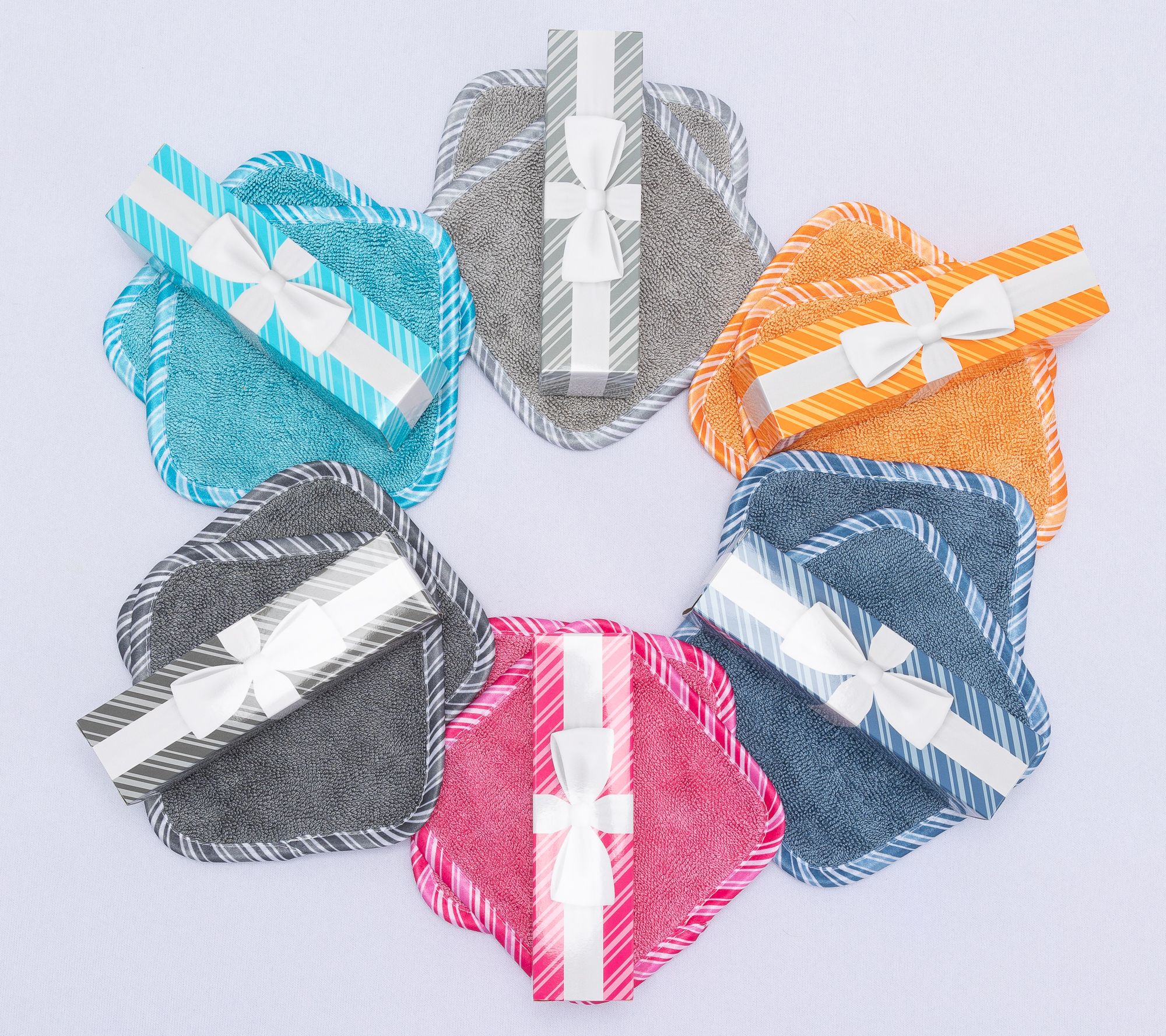 Campanelli 12Piece 6"x6" Bright/Neutrals Loopy Towels in (6) Gift