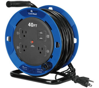 Link2Home 40' Extension Cord with 3 Power Outlets & 2 USB Ports