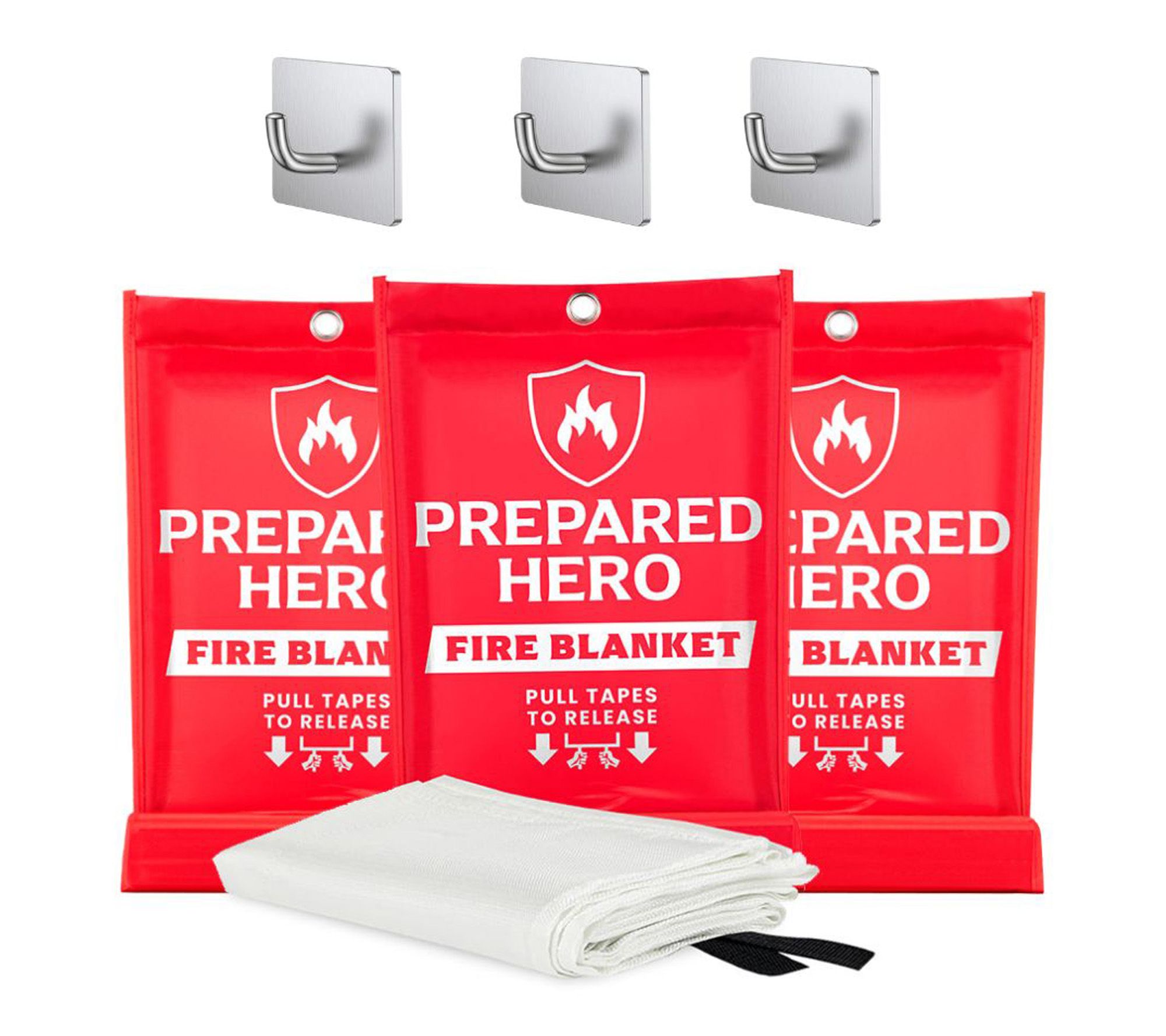  Prepared Hero Set of 3 Fire Blanket with 3 Hooks