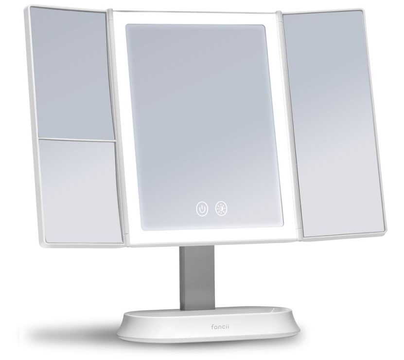 Fancii Zora Folding Vanity Mirror 3, Gala Xl Led Lighted Vanity Mirror With Storage
