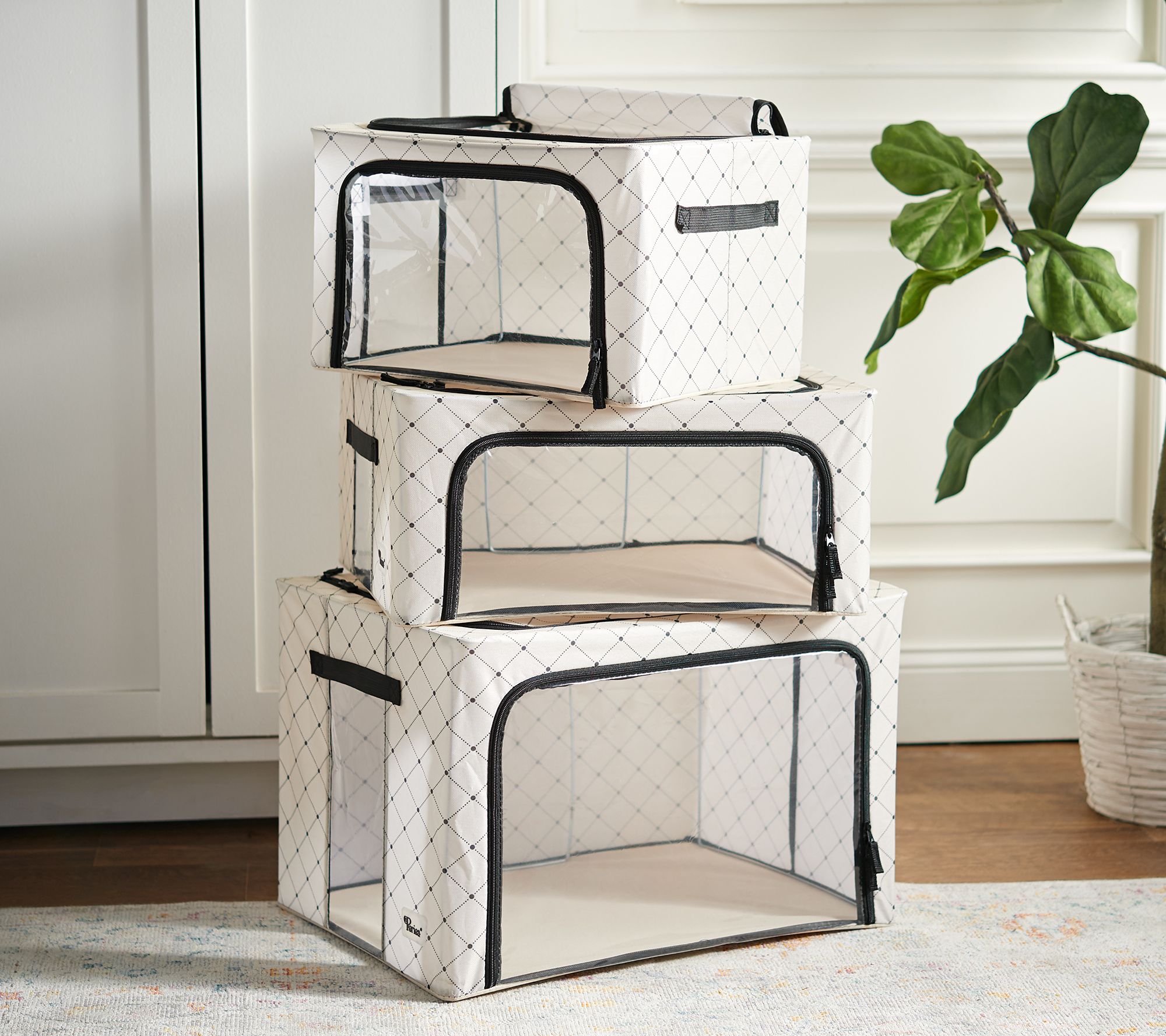 "As Is" Periea S/3 Collapsible Small, Medium and Large Storage Boxes