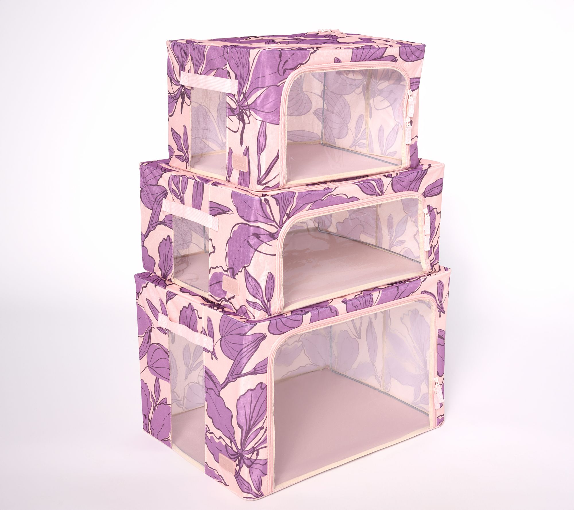 "As Is" Periea S/3 Collapsible Small, Medium and Large Storage Boxes