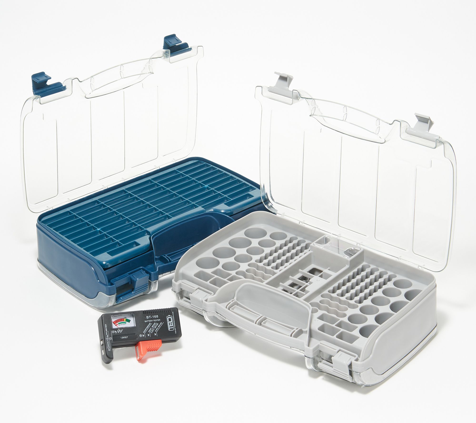 S/2 180 Deluxe Battery Organizer w/ Tester and Gift Boxes 