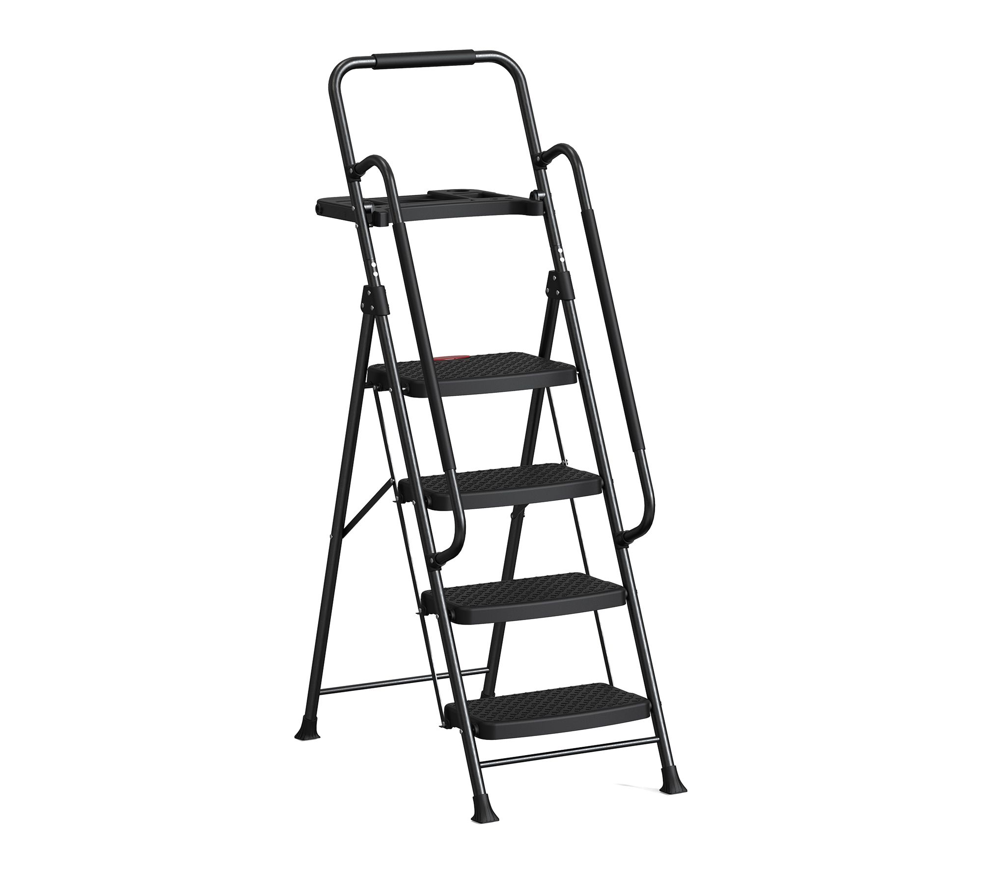 HBTower 4-Step Folding Ladder w/ Tool Tray, Handrails & Wide Steps