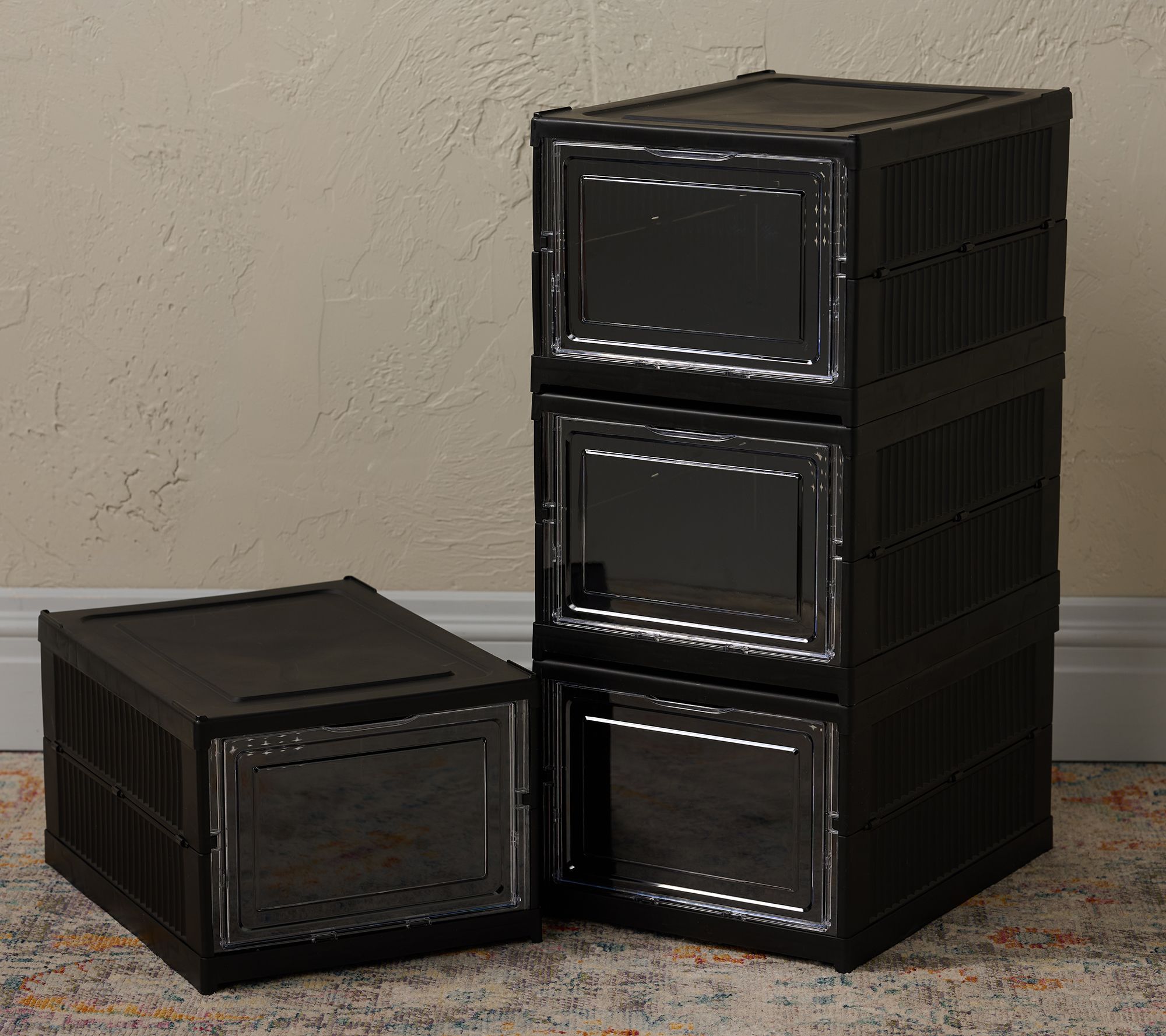 "As Is" P.S. Home Set/4 Collapsible Stackable Storage Boxes