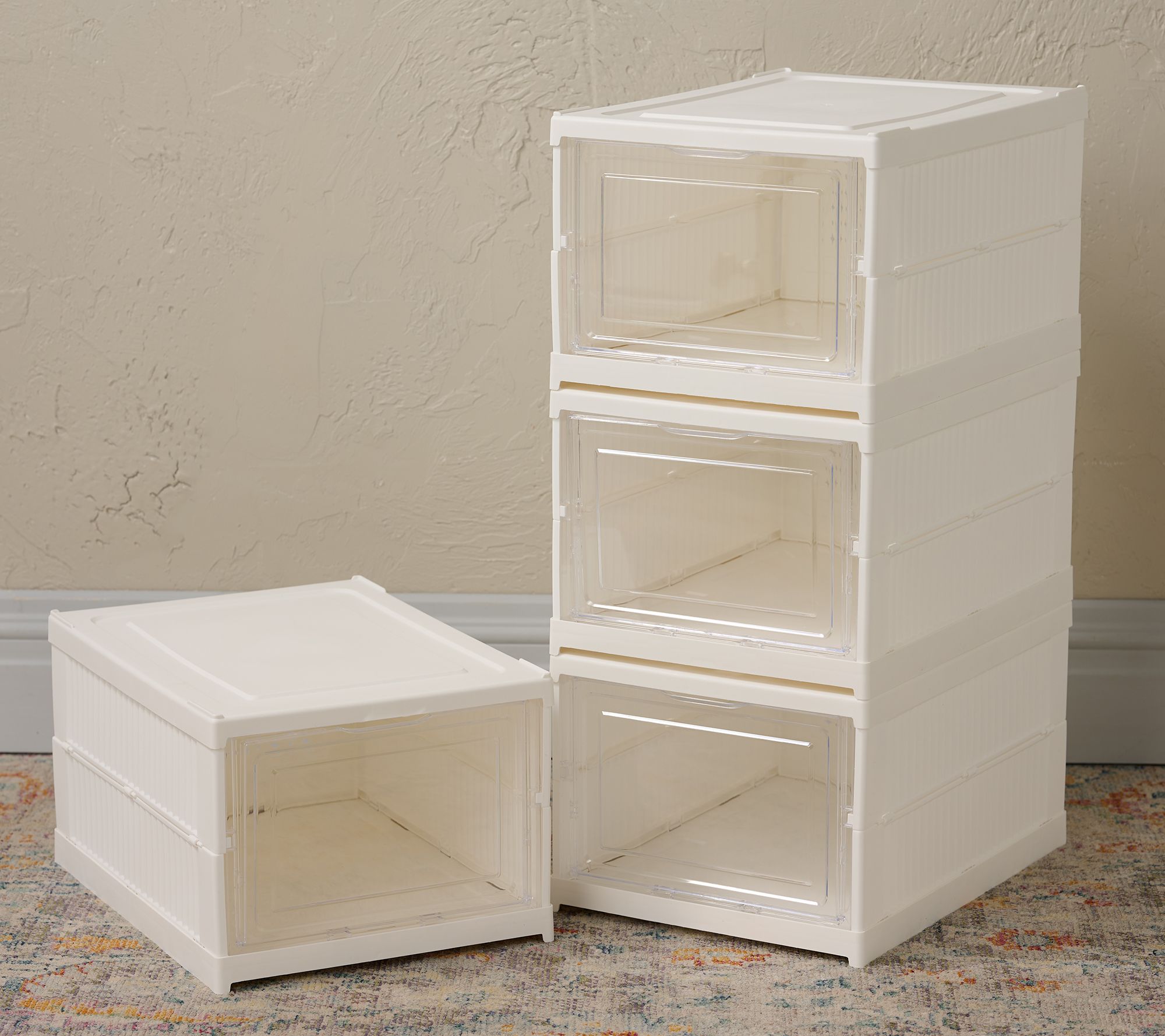 "As Is" P.S. Home Set/4 Collapsible Stackable Storage Boxes