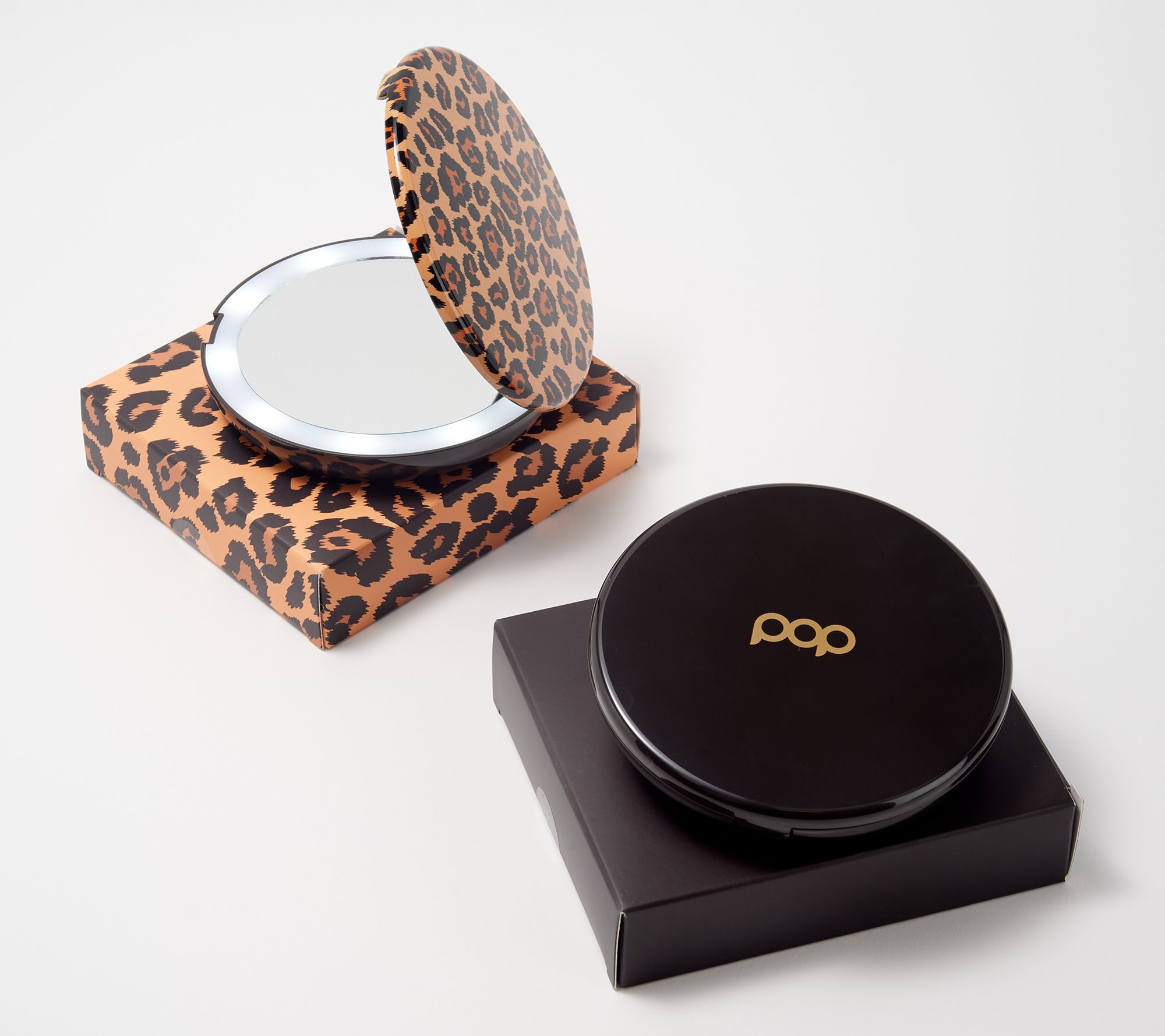 (QVC) Pop Sonic Set of 2 Compact Mirrors w/ 1x/5x Mag & Gift Boxes
