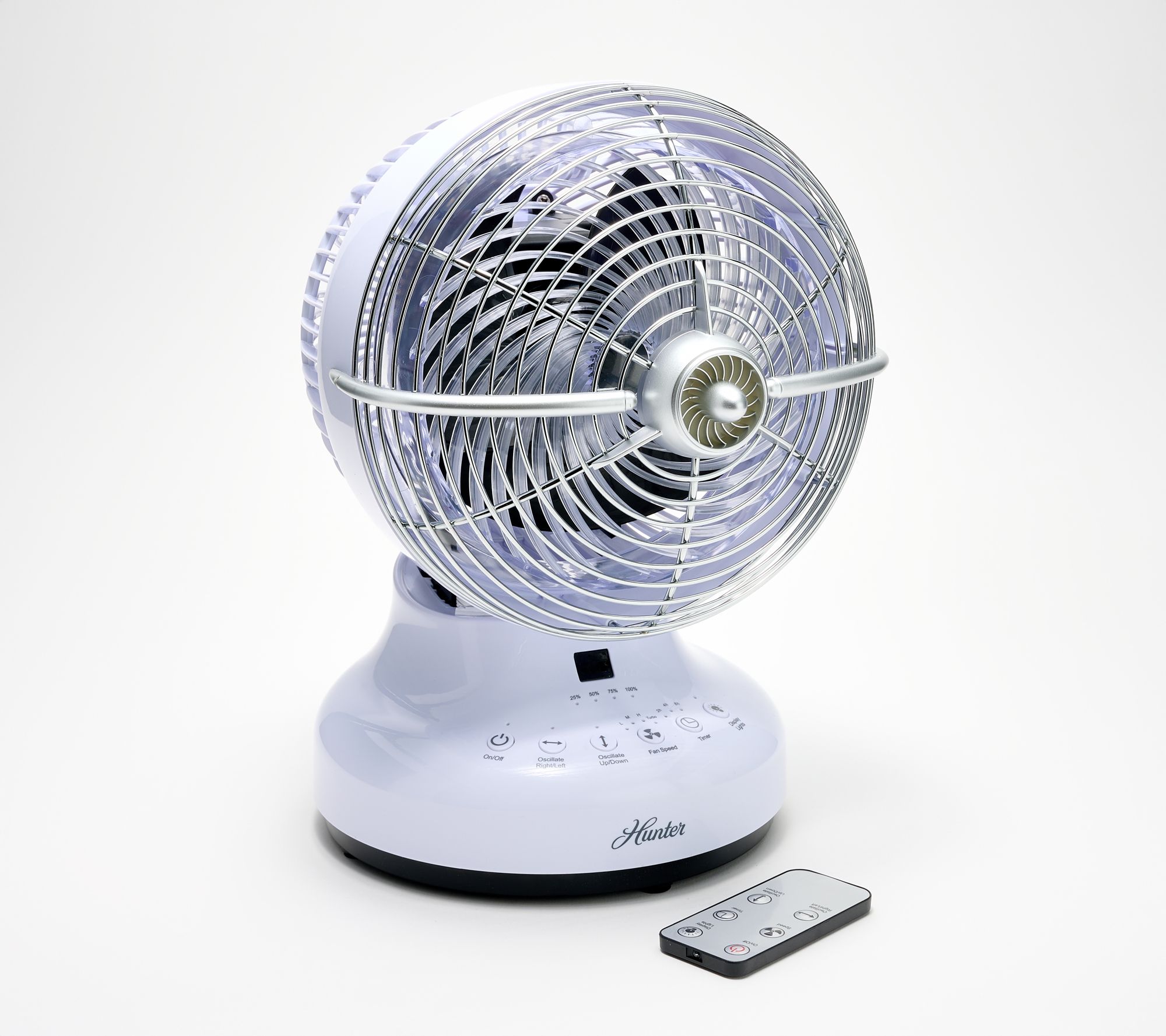 Hunter Retro Rechargeable Dual Oscillating Fan with Remote