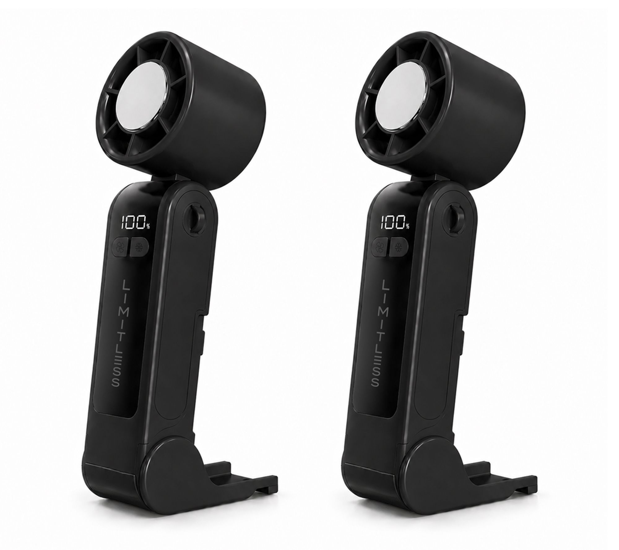 Limitless Set of 2 Handheld Fans with Cooling Plate & Lanyard