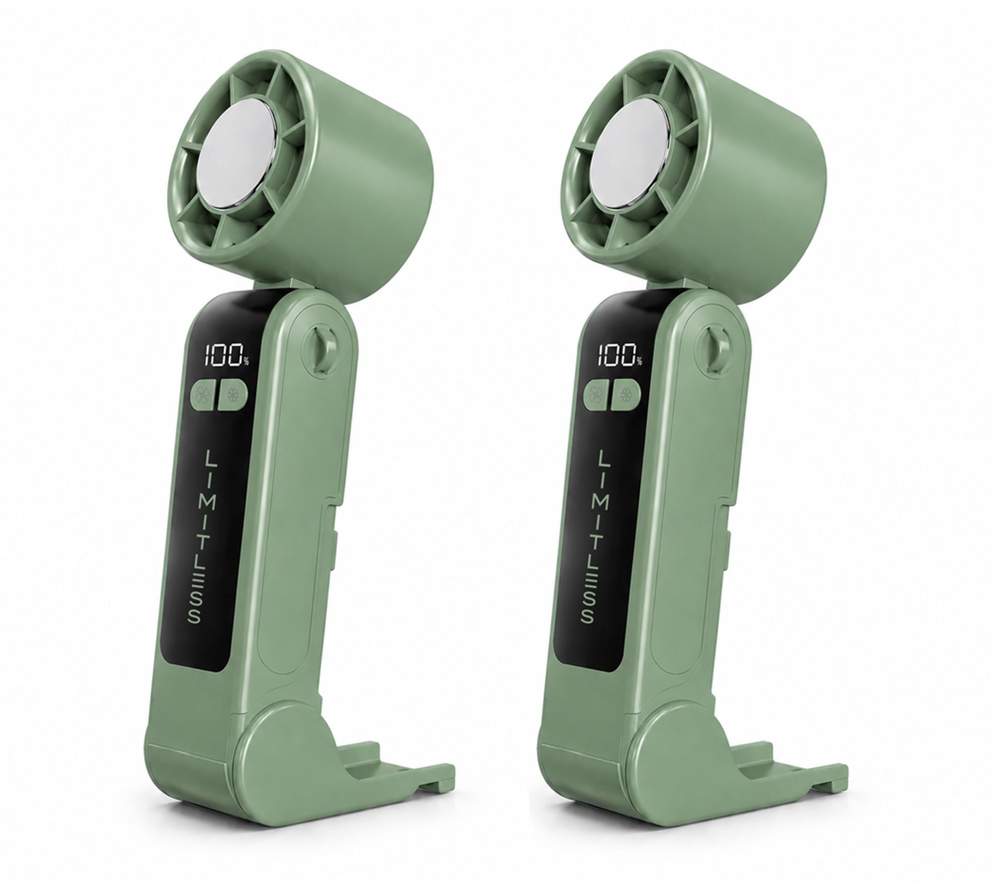 Limitless Set of 2 Handheld Fans with Cooling Plate & Lanyard