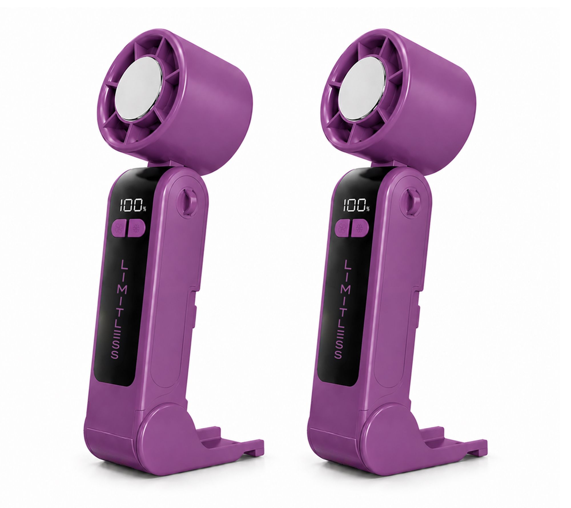 Limitless Set of 2 Handheld Fans with Cooling Plate & Lanyard