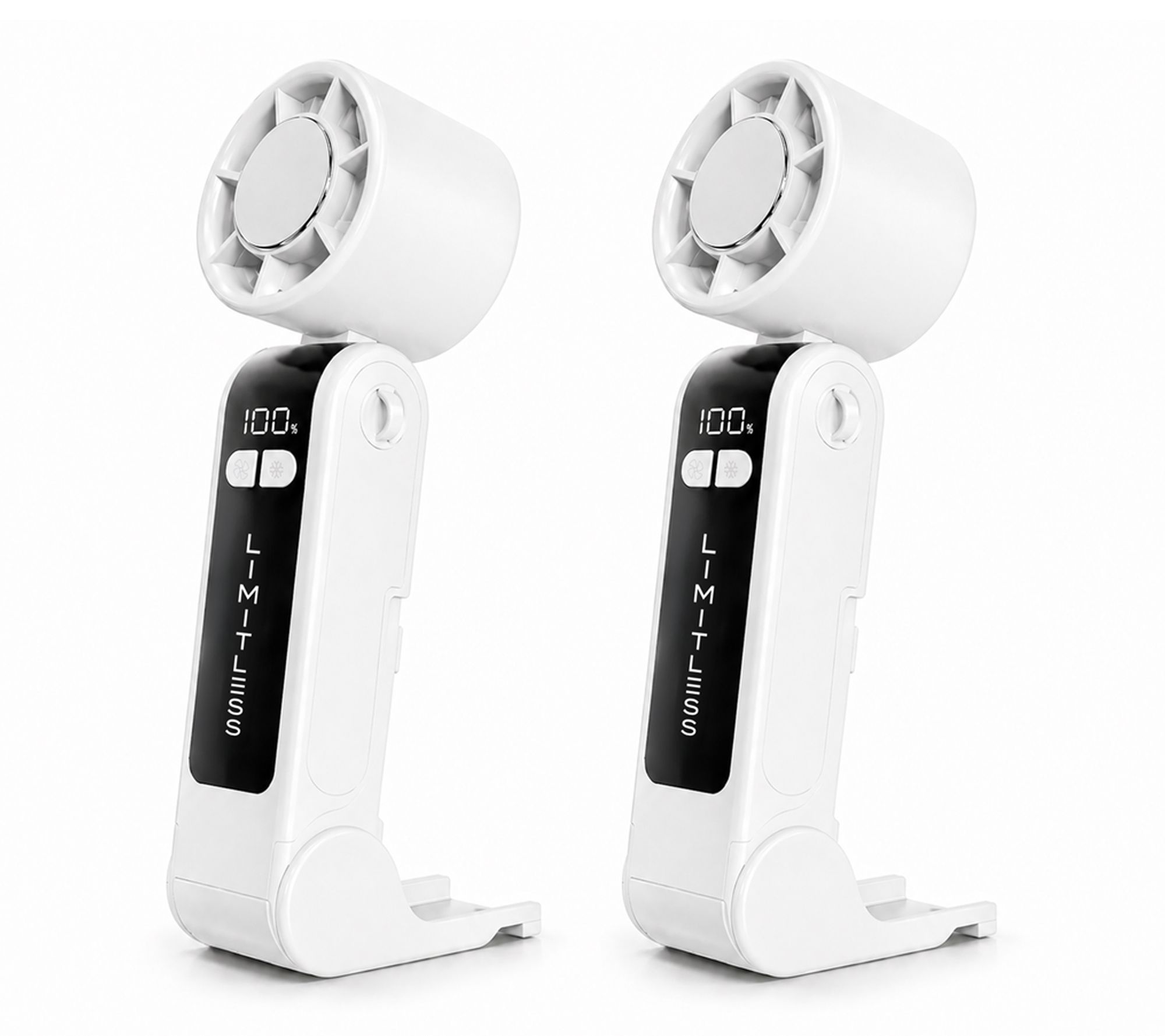 Limitless Set of 2 Handheld Fans with Cooling Plate & Lanyard