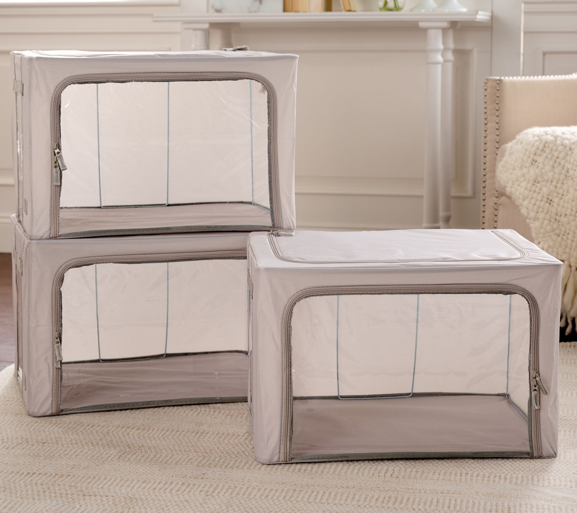 Periea Set of 7 Assorted Collapsible StorageBoxes ,Metallic Marble