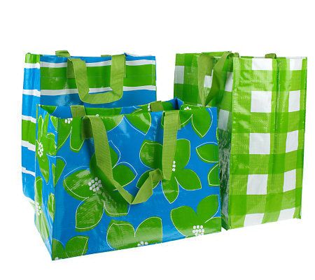 Mixed Bag Designs Set of 3 Reusable Tote Bags 