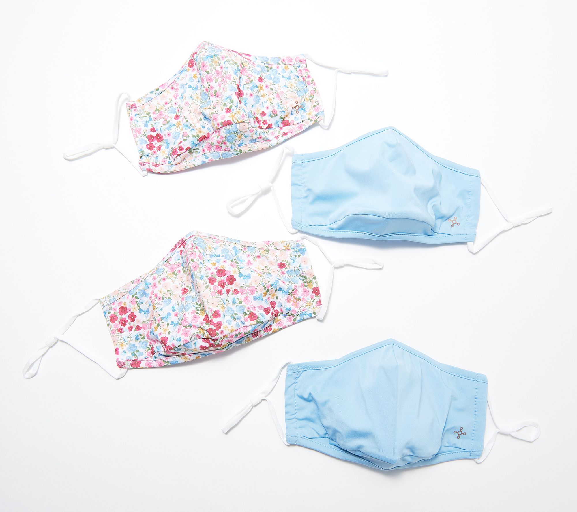 (QVC) Tommie Copper Set of 4 TwoLayer Face Coverings & 4 Bags