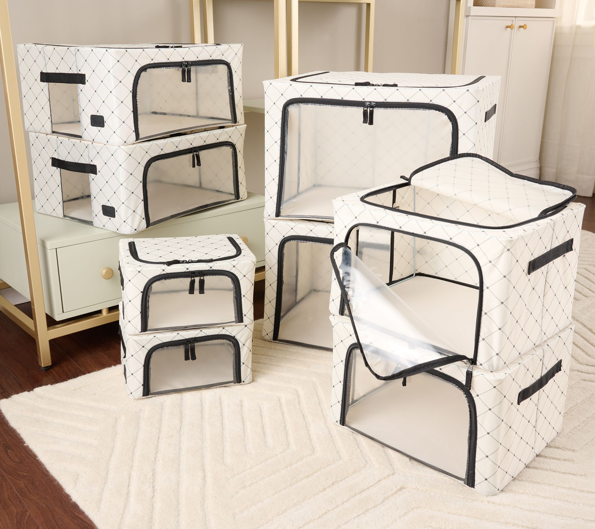 "As Is" Periea Set of 8 Assorted Collapsible Storage Boxes