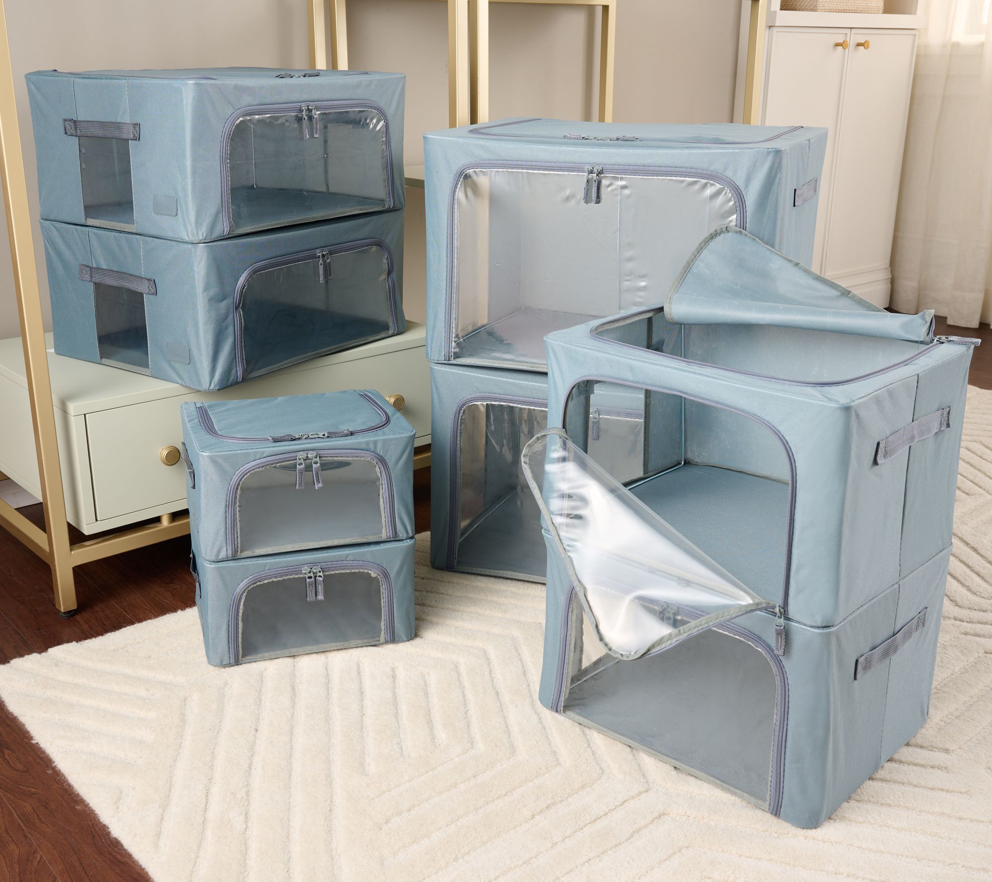 "As Is" Periea Set of 8 Assorted Collapsible Storage Boxes