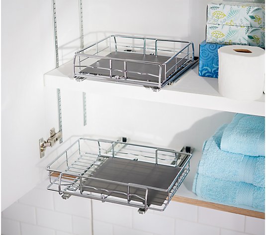 Pop-It S/2 Small Expanding Sliding Cabinet Organizers with Liners