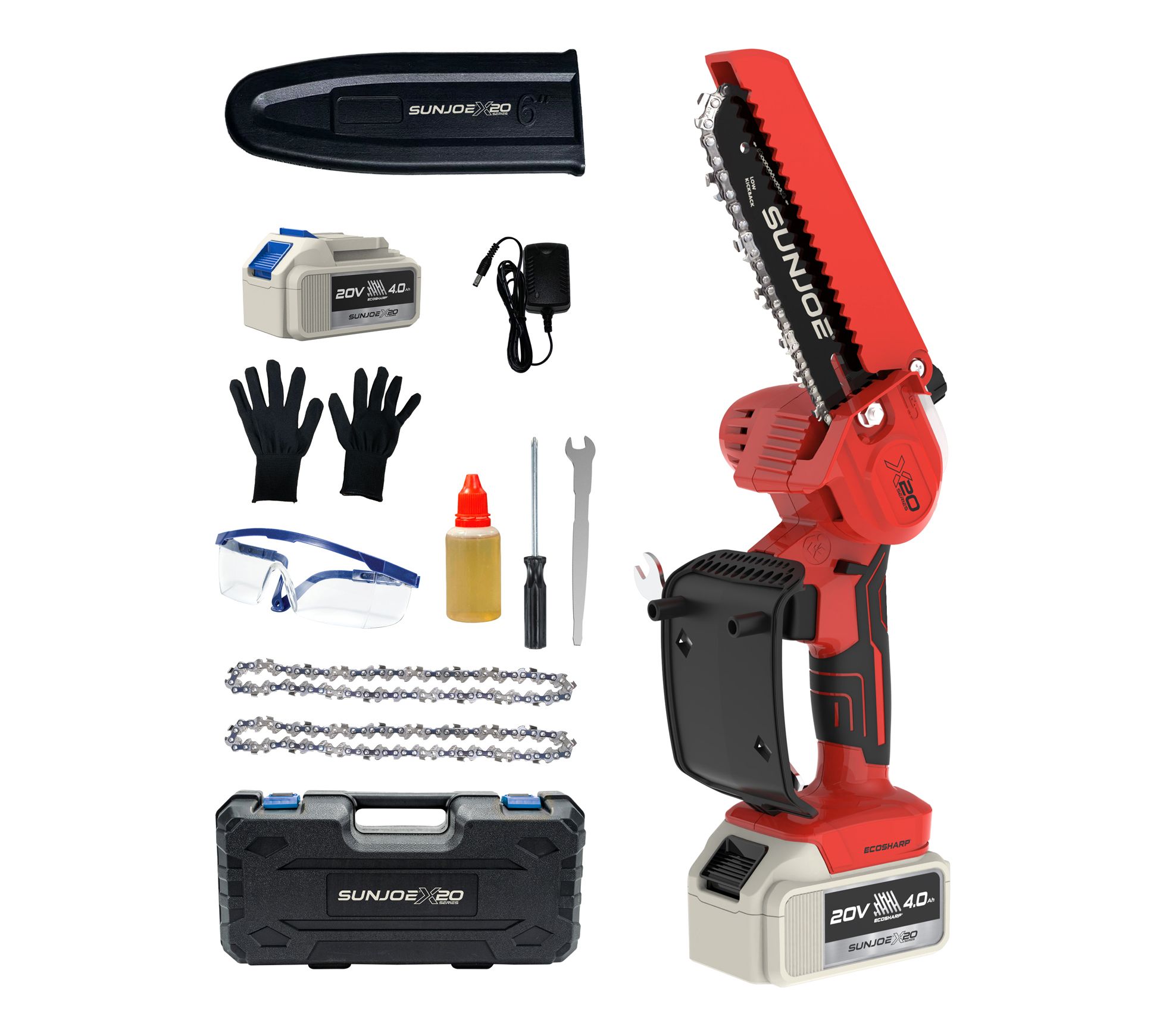 Sun Joe "Go" 20V Handheld 6" Pruning Chain Saw w/ Accessories