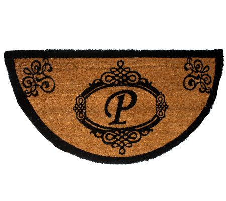 Handcrafted Scrollwork 2'x4' Half Moon Monogrammed Coco Doormat - QVC.com