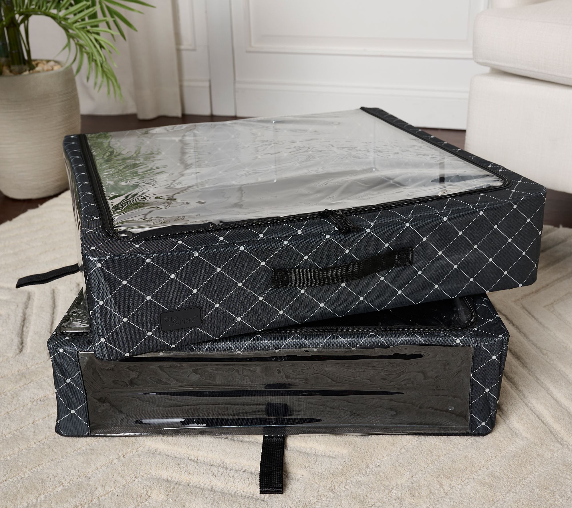 "As Is" Periea Set of 2 Large Slim Storage Boxes with Gliders