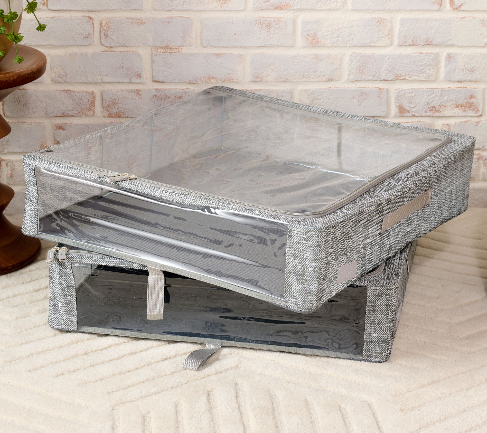 "As Is" Periea Set of 2 Large Slim Storage Boxes with Gliders