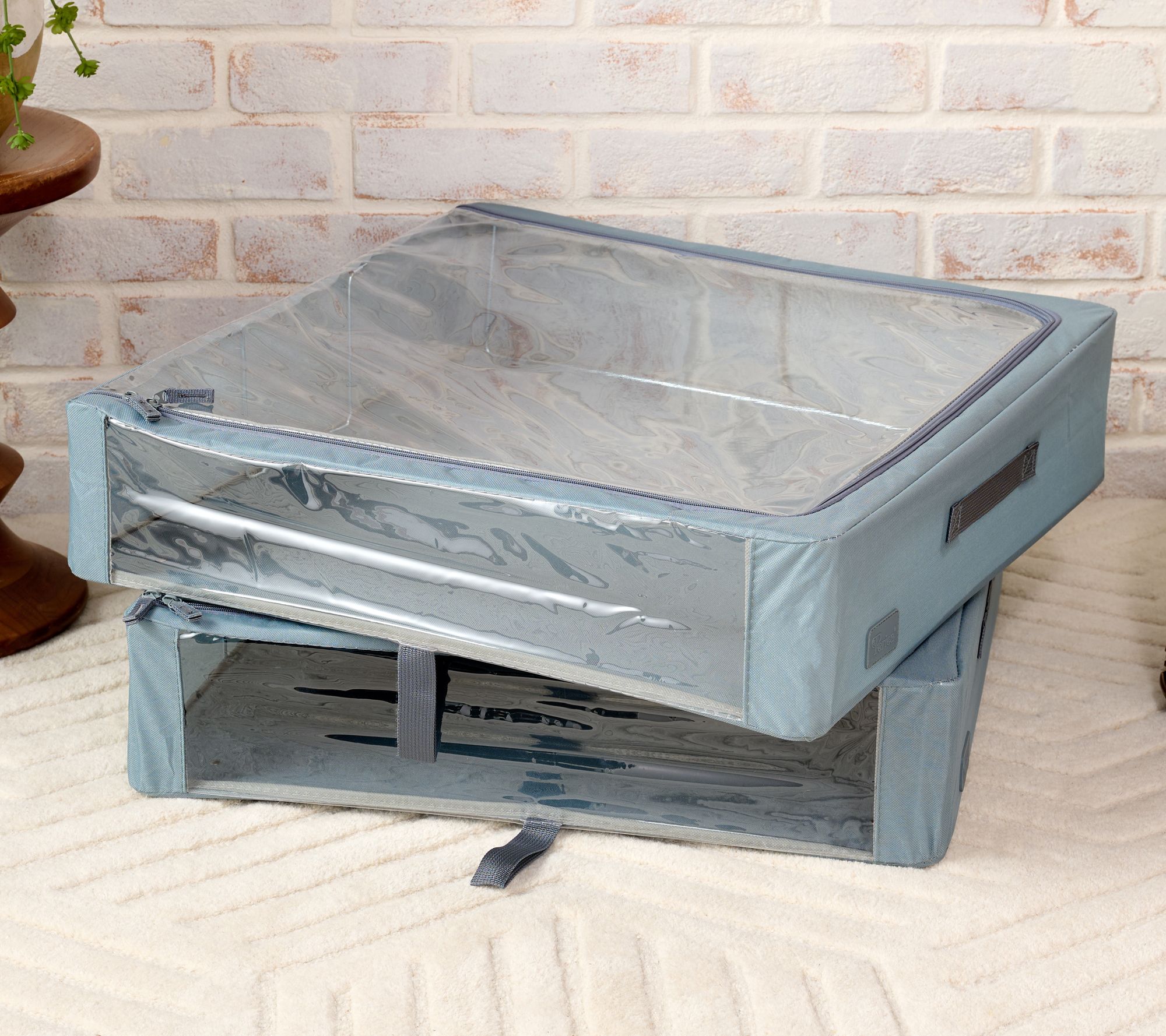 "As Is" Periea Set of 2 Large Slim Storage Boxes with Gliders