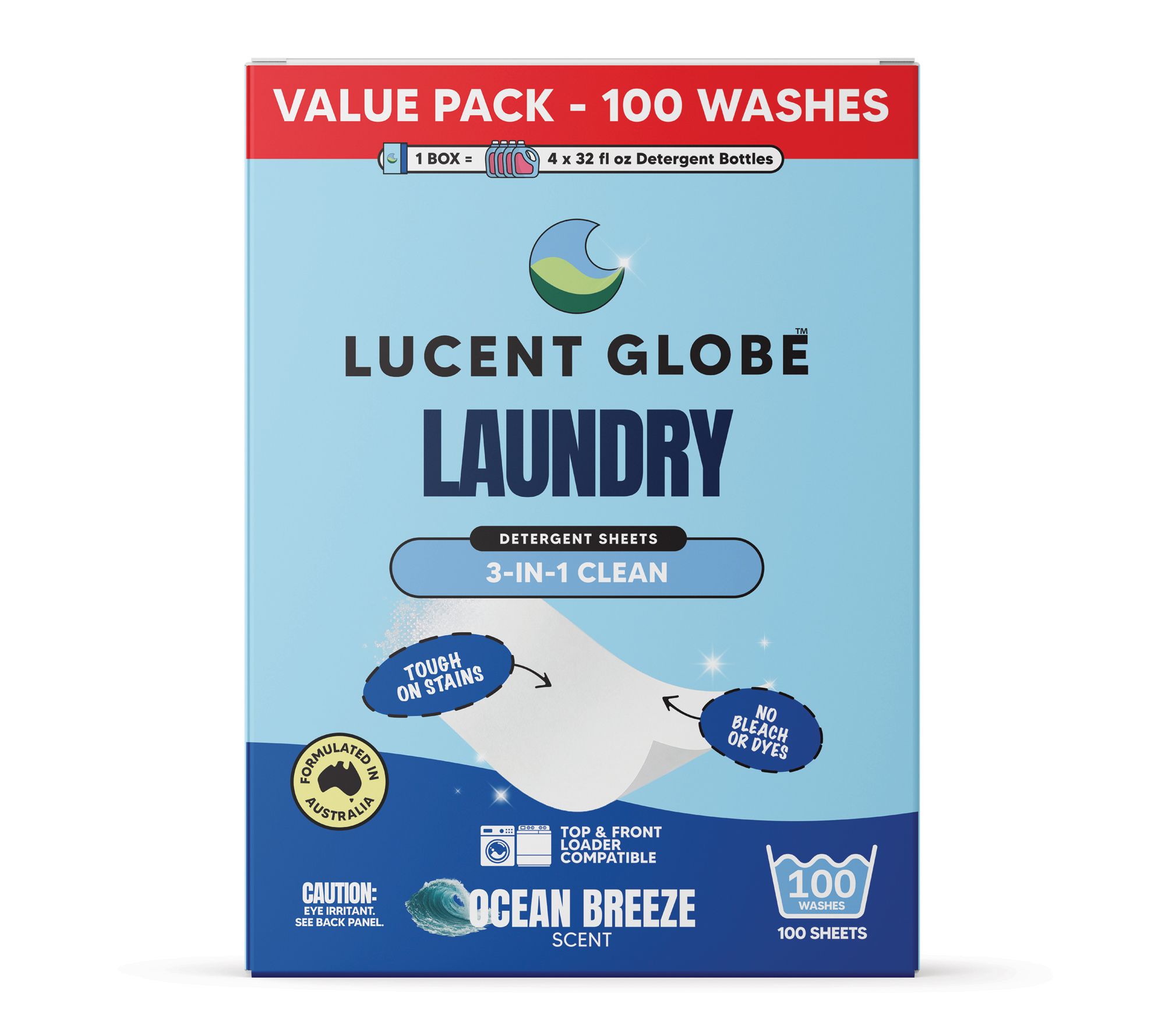 Lucent Globe Dissolvable Laundry Detergent Sheets - 100pk
