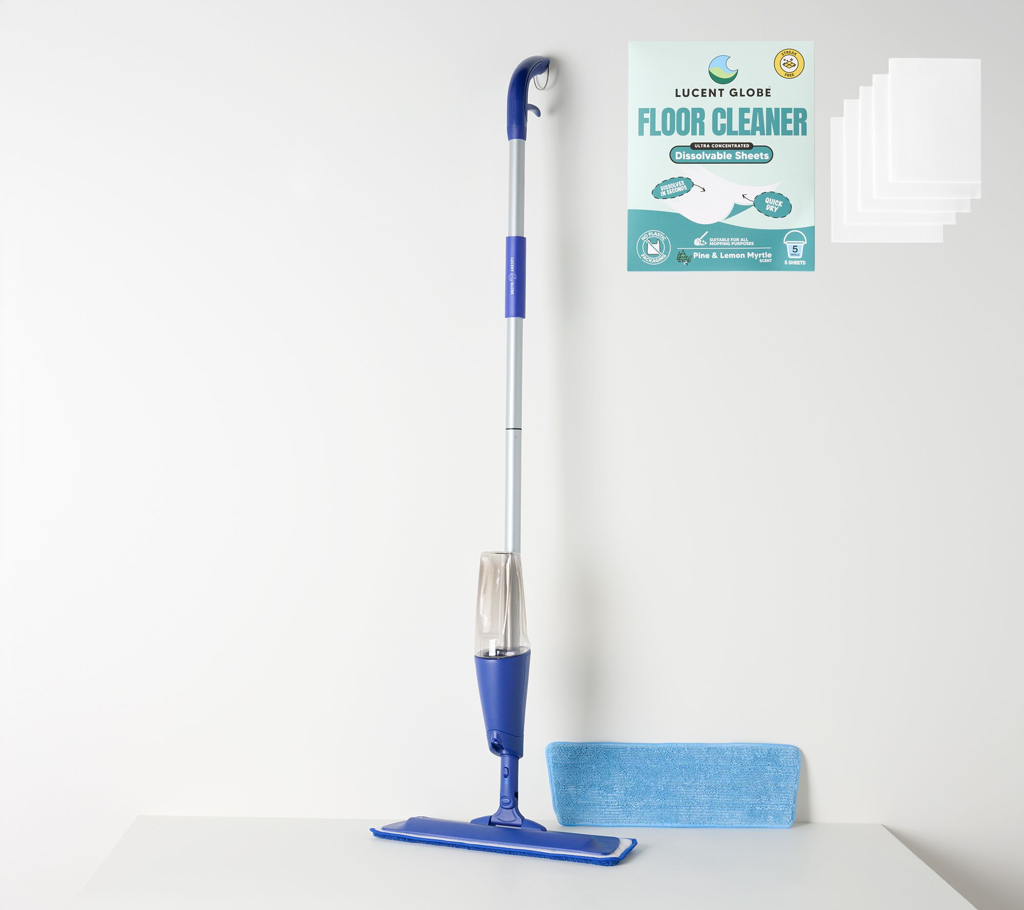 Lucent Globe Spray Mop Floor Cleaning Bundle w/ 5 Sheet Refill