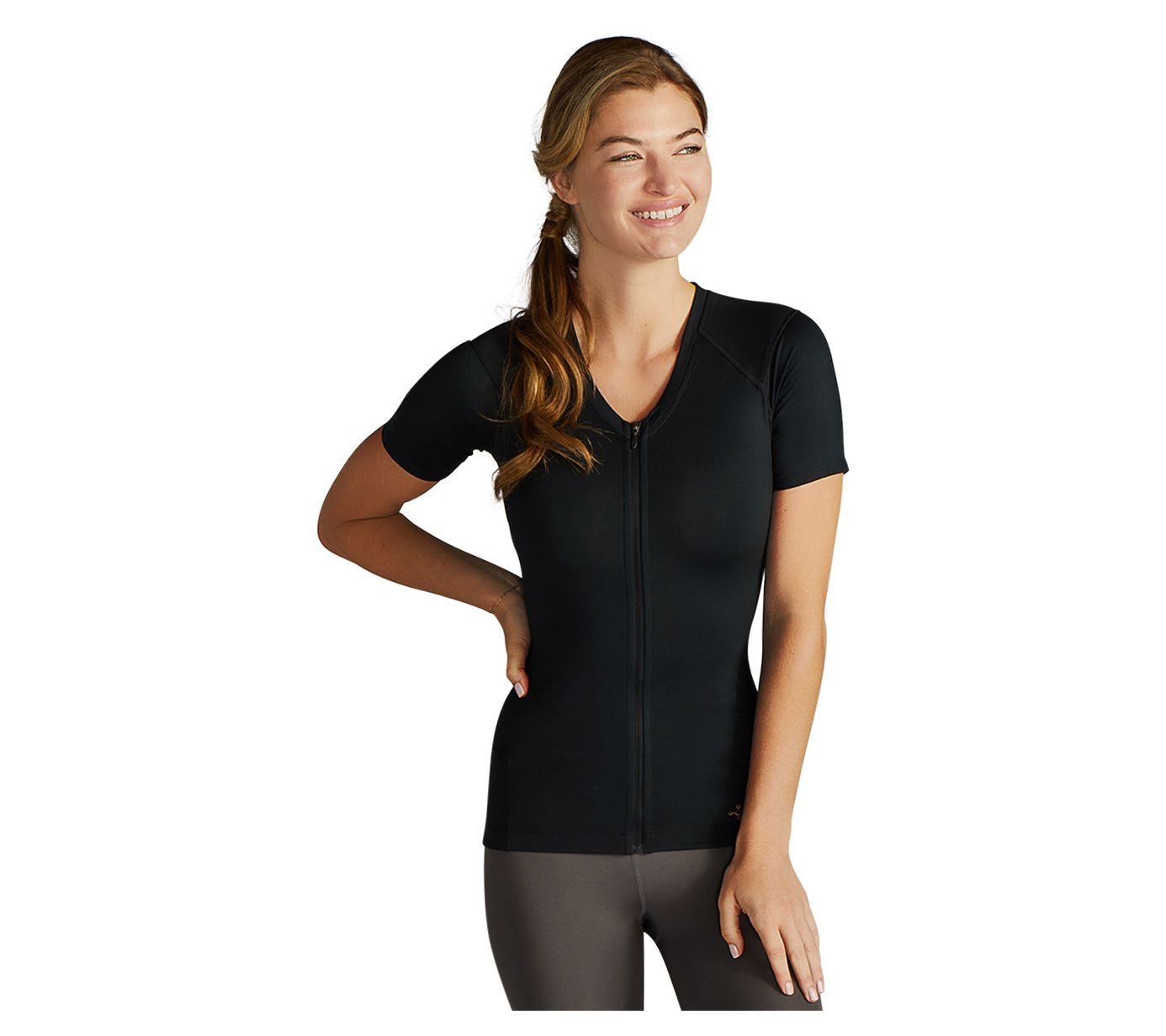 Tommie Copper Womens Full Zip Compression Shirt w/ Back Support - QVC.com