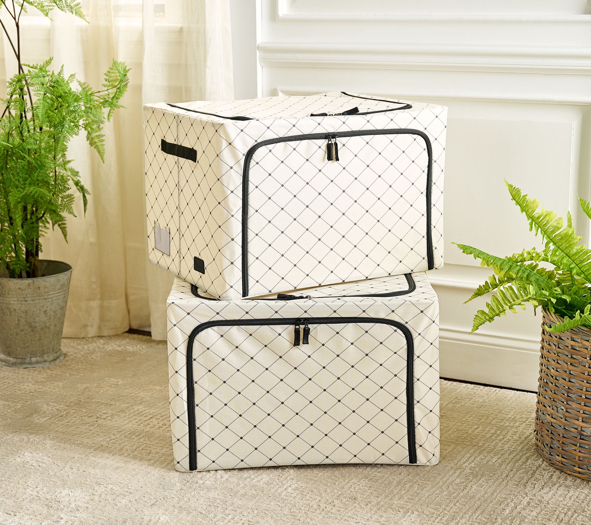 Periea Set of 2 Large All Fabric Collapsible Boxes - QVC.com