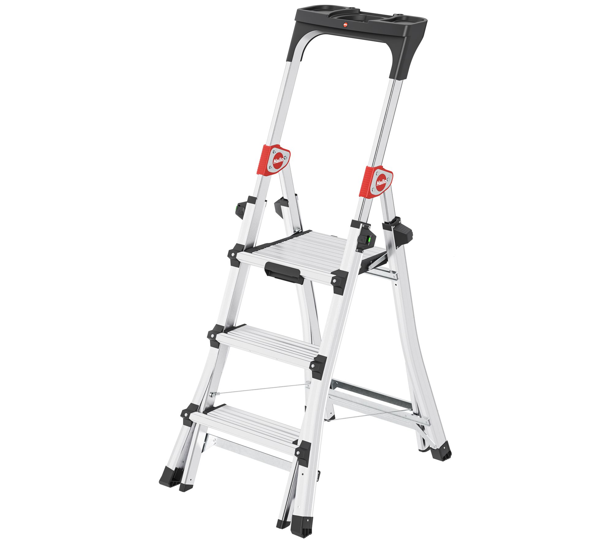 Hailo Adjustable Ladder w/Safety Bar & XL Platform