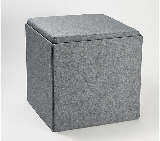 Fresh Home Elements 16" Collapsible Ottoman w/ Inset Lid Tray