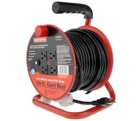 Craftsman 50' Extension Cord Reel with 4 Outlets - Page 1 — QVC.com