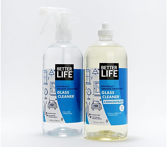 BETTER LIFE 32 oz Glass Cleaner w/ Concentrated 32 oz Refill