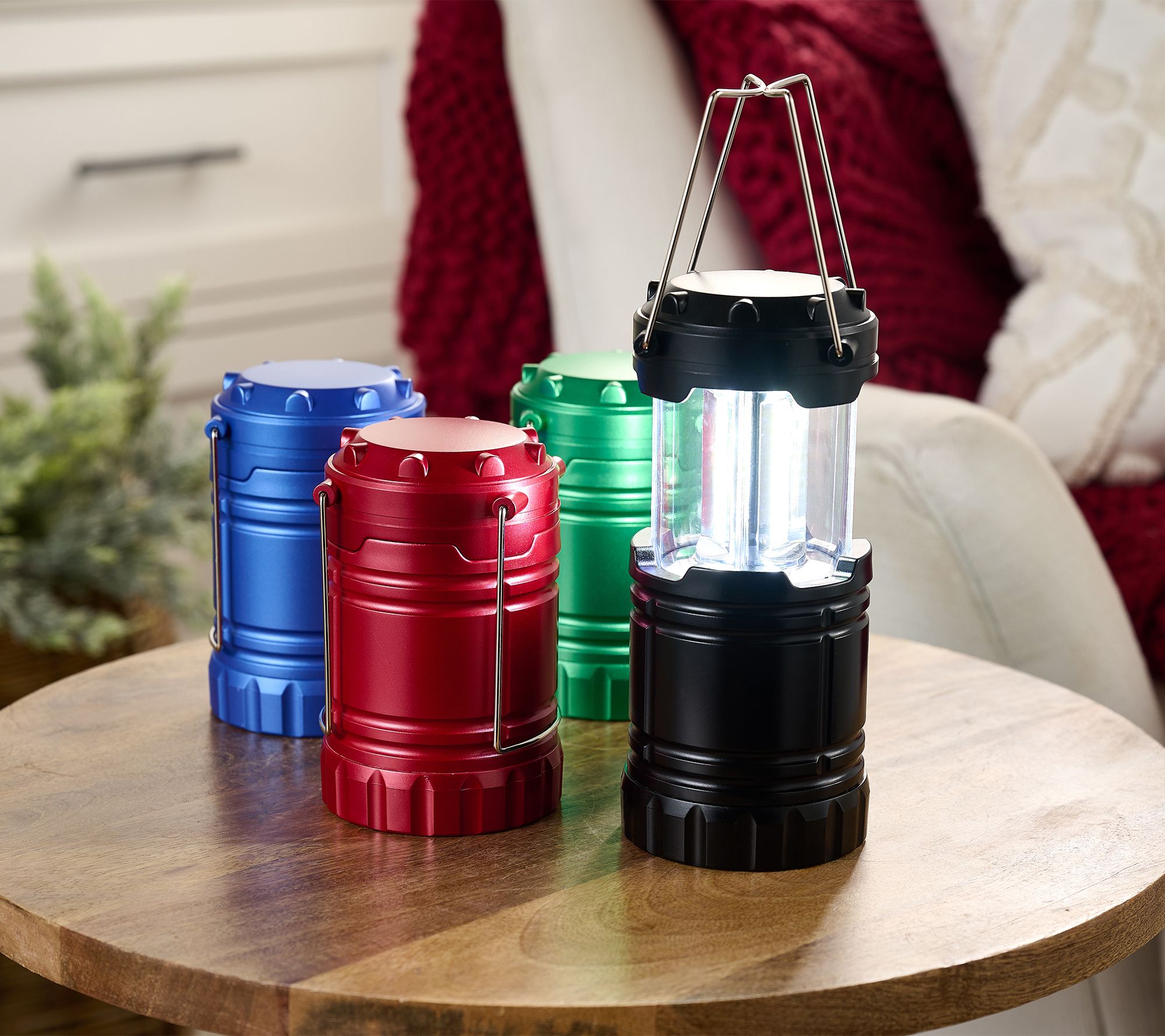 "As Is" SecureBrite Set 4 Large COB Lanterns w/ Hook & Handle