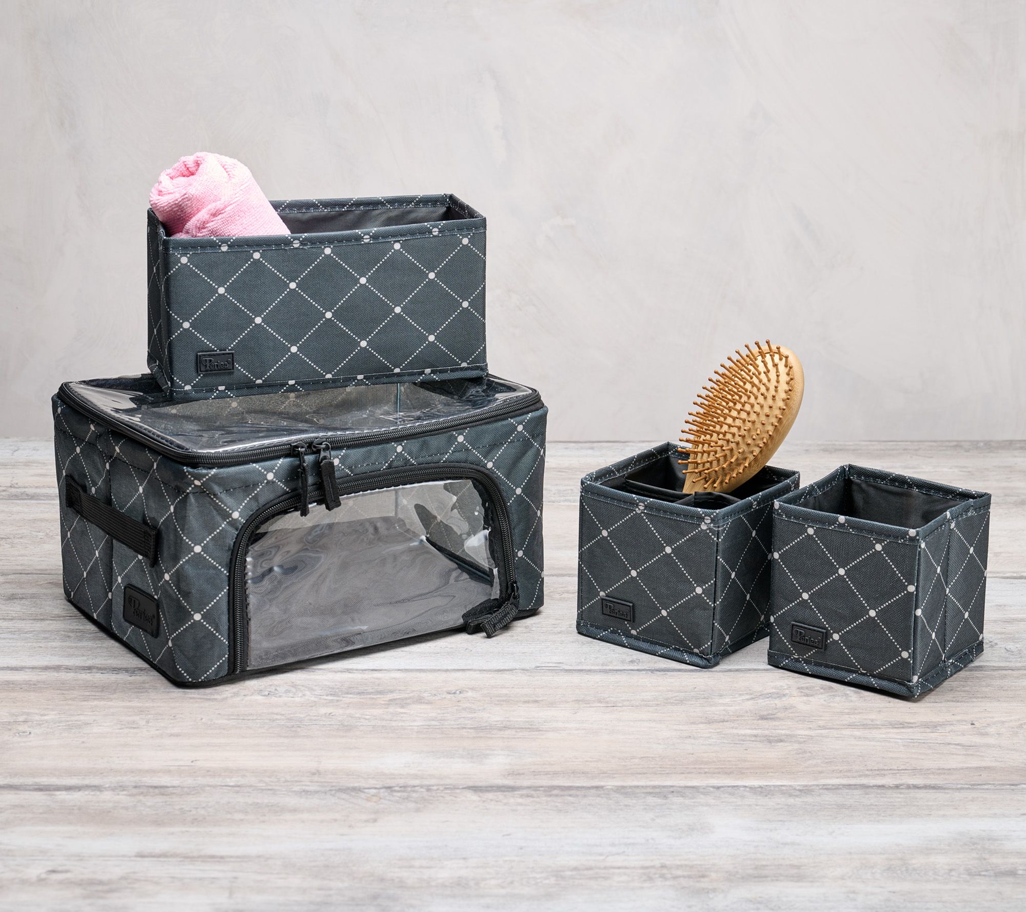 "As Is" Periea Set of 4 Compact Cosmetic Set Storage