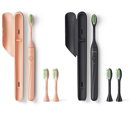 Philips One Set of 2 Rechargeable Toothbrushes & 6 Brush Heads