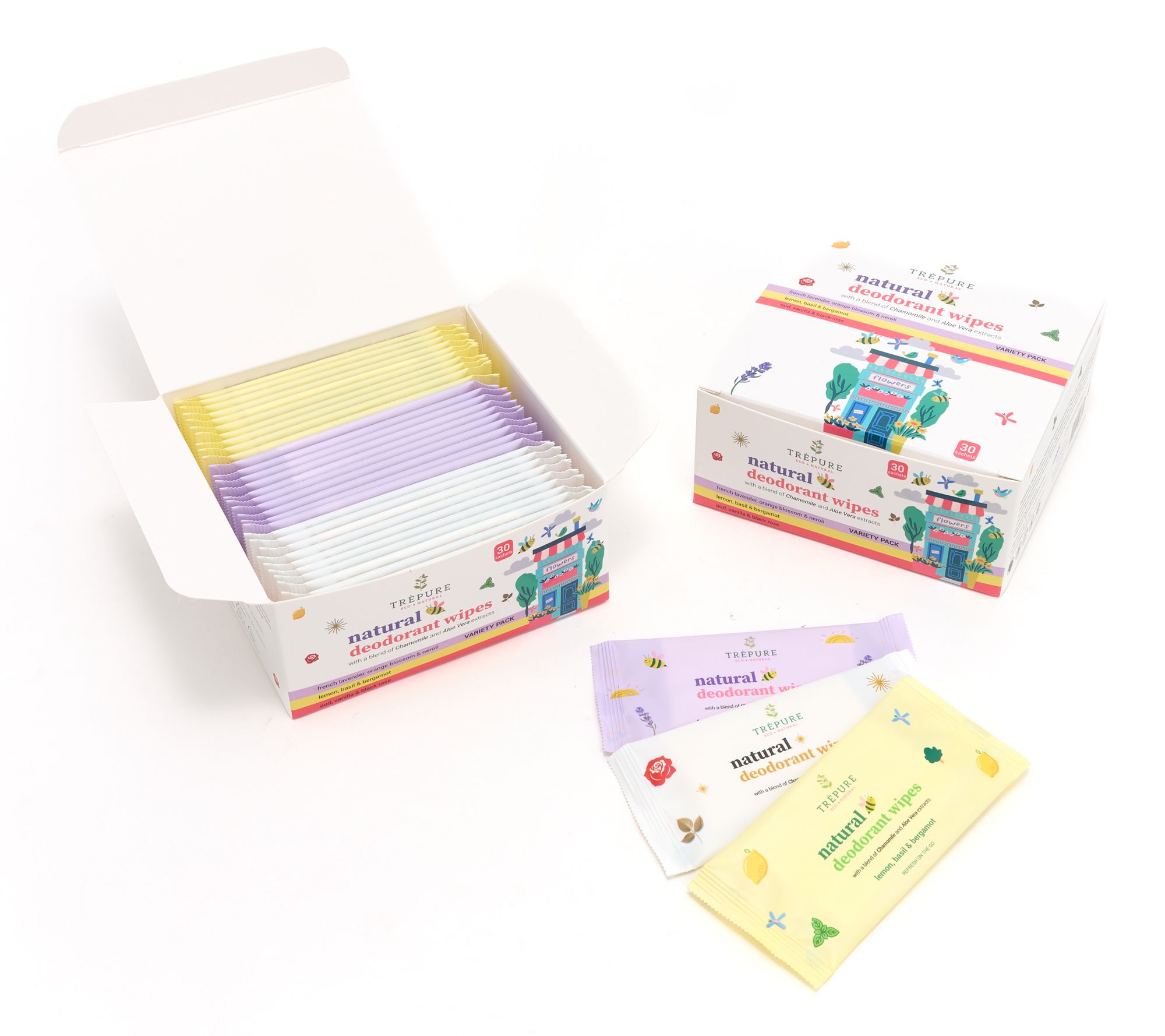  Trepure Set of 2 30-PC Natural Deodorant Wipes