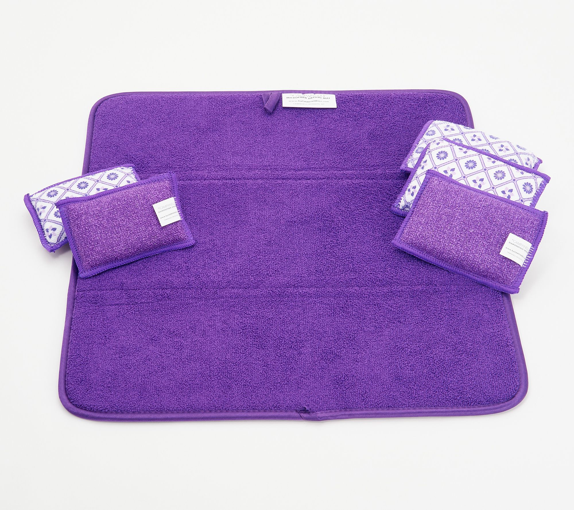 Set of (5) Microfiber Sponges and XL Drying Mat by Campanelli 