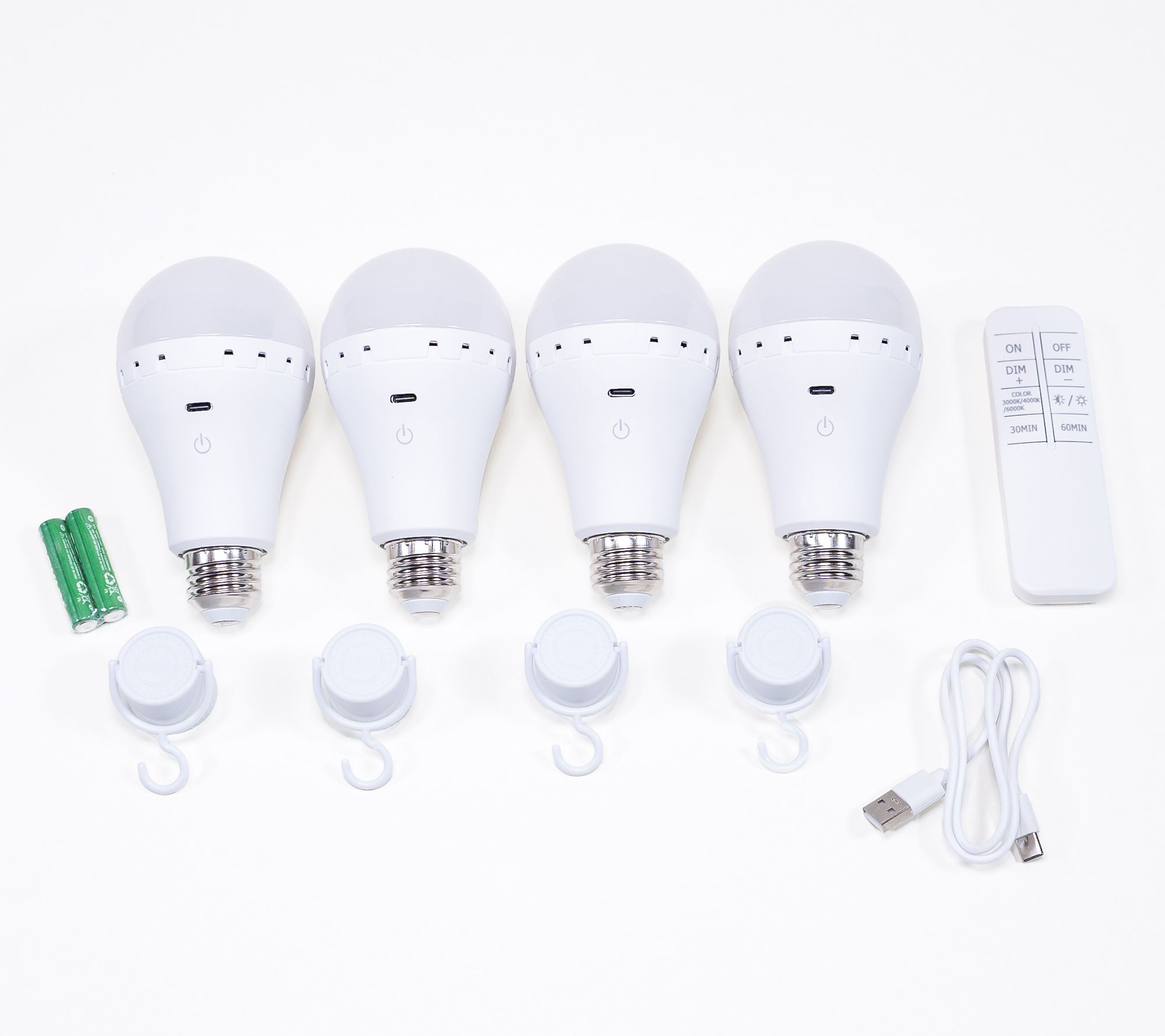 Sunter Set Of 4 Multi-Socket Rechargeable Light Bulbs w/ Remote