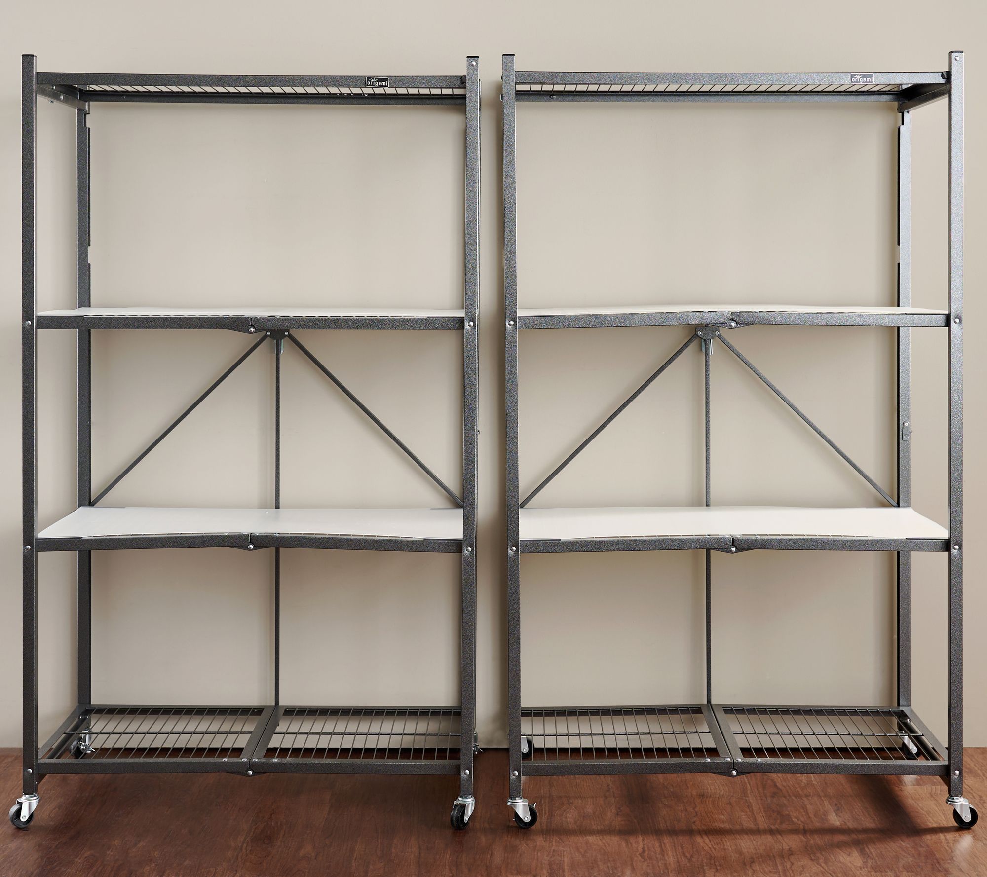 Pop-It Set of 2 Heavy Duty 4-Tier Racks with 4 Liners