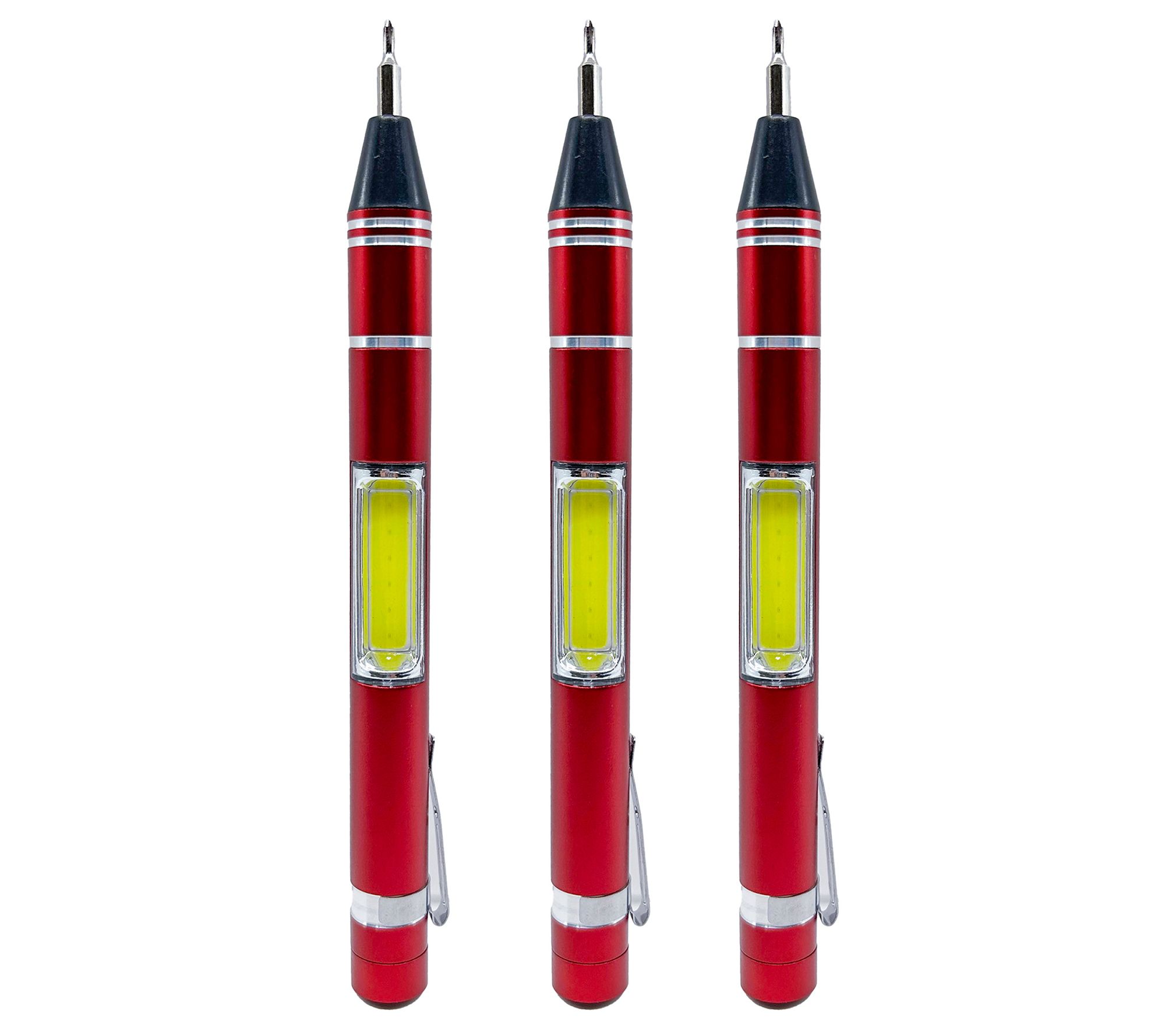 "As Is" Flipo Set of 3 50-Lumen COB Pocket Clip Multi- Tools