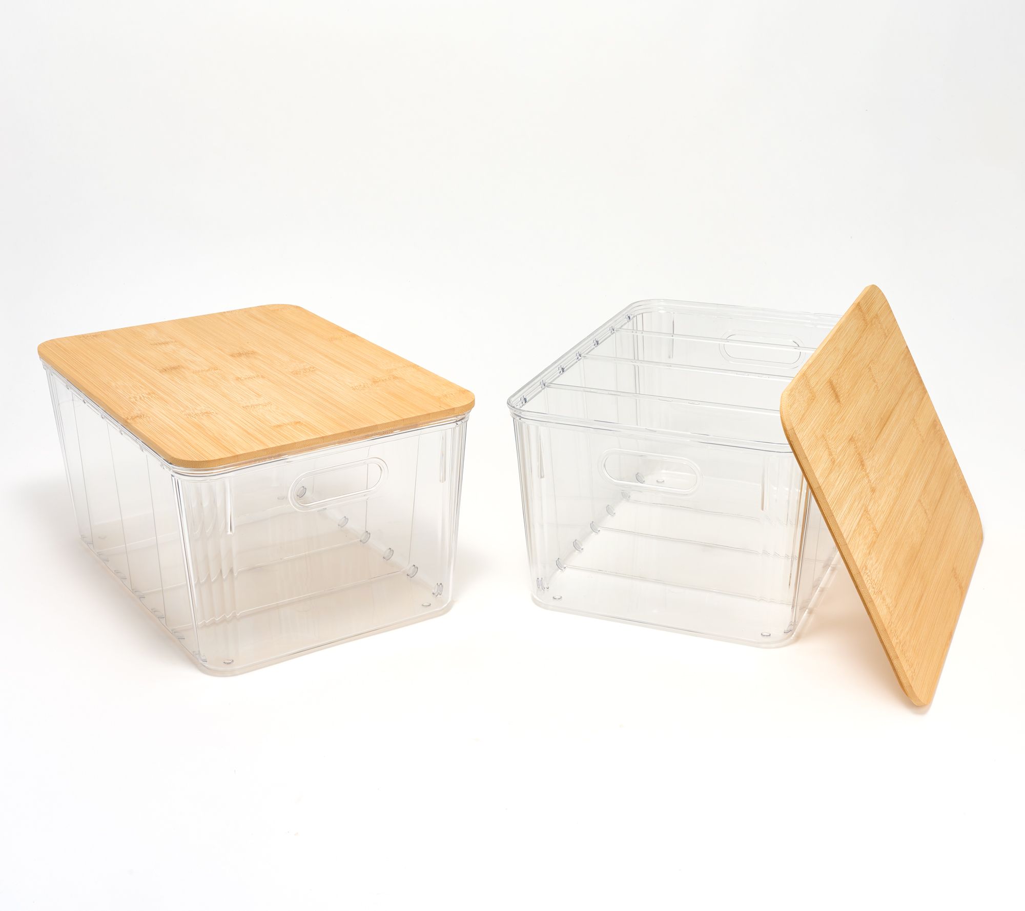 "As Is" c e ll a Set of 2 Clear Baskets with Dividers