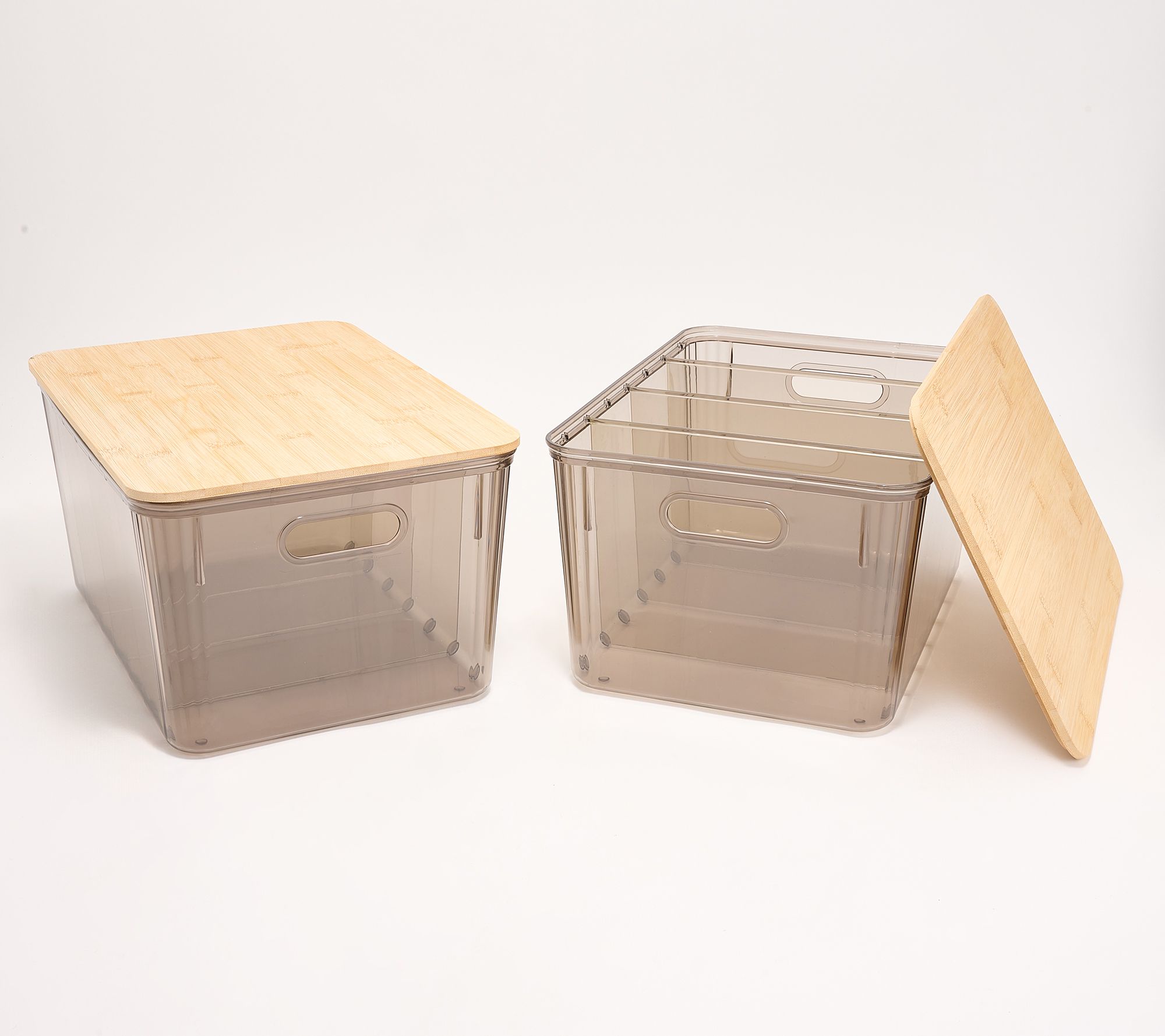 "As Is" c e ll a Set of 2 Clear Baskets with Dividers