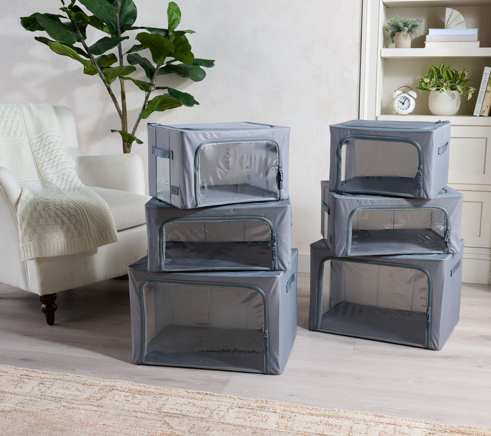 "As Is" Periea Set of 6 Assorted Collapsible Storage Boxes