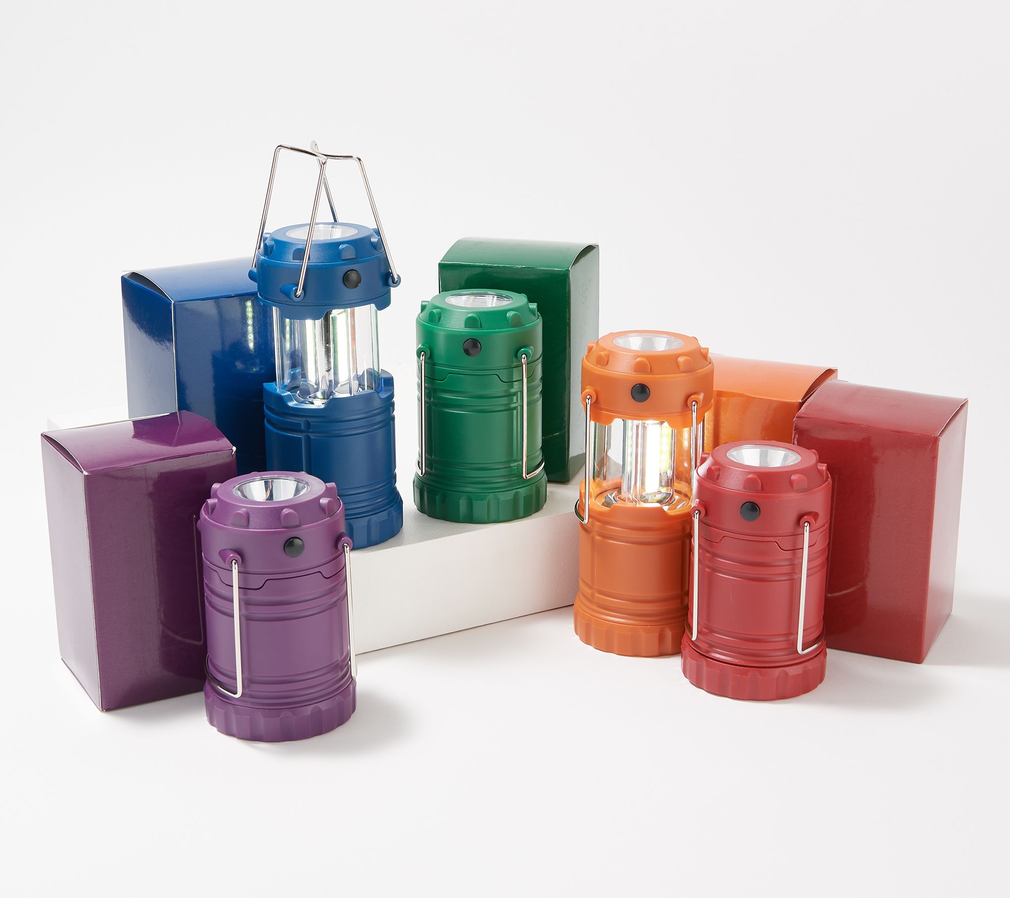 Set of 2 Mini Plastic Lantern w/ LED Pillar by Bright Bazaar 