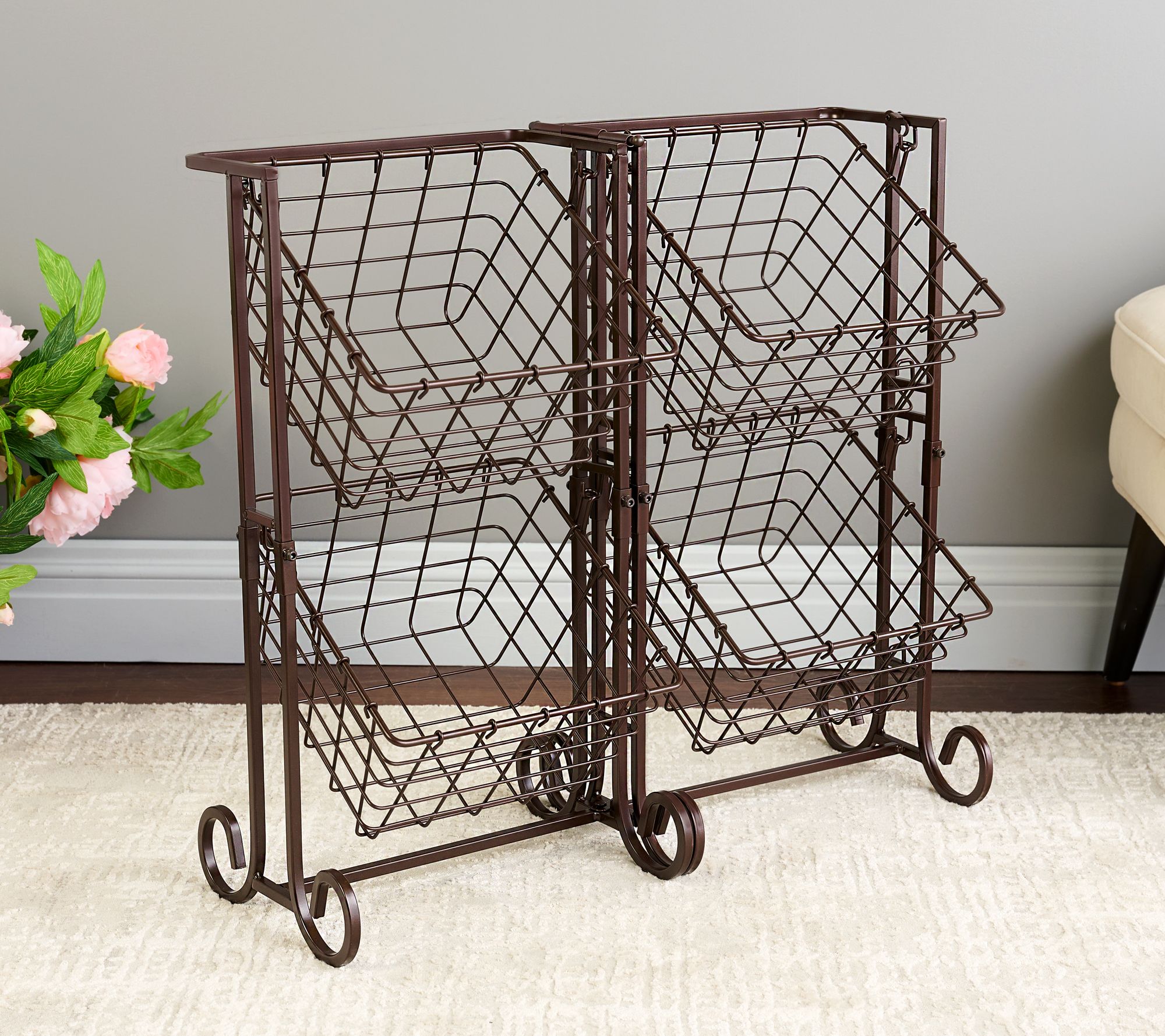 High Quality Metal Leather Magazine Rack Floor Stand Ornament