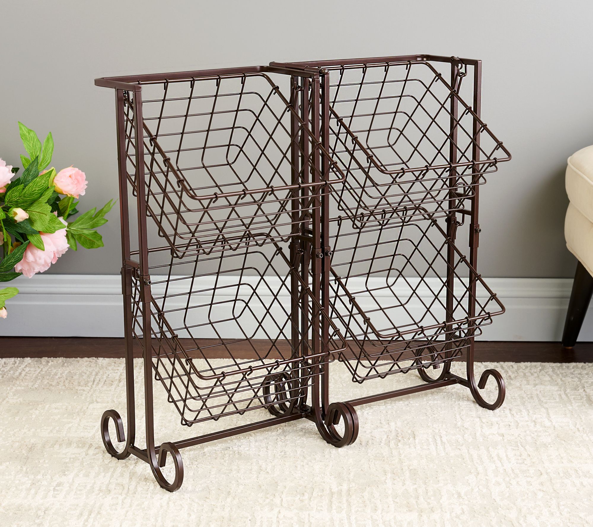 As Is Mikasa 4-Tier Metal Flip Storage Rack